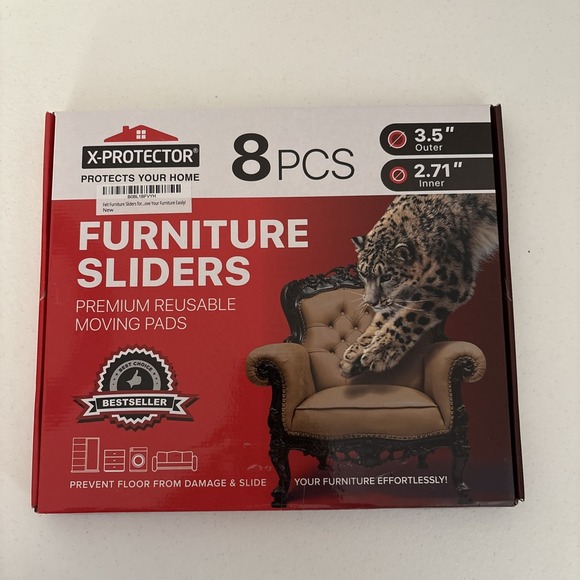 X-Protector Felt Furniture Sliders 8 PCS 3.5"  for‎ Hardwood Floors & Moving New - Picture 1 of 4